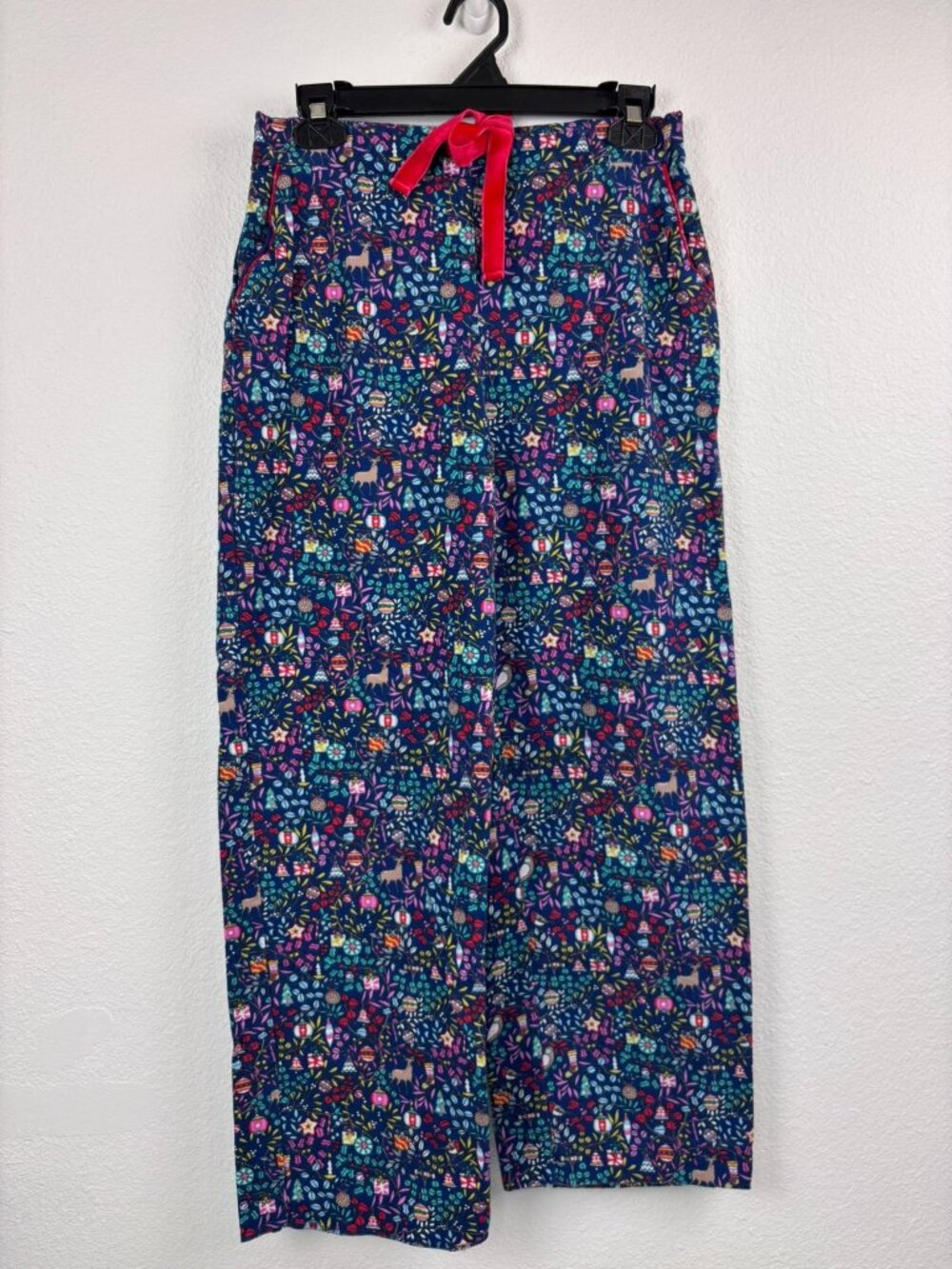 Boden women's 6 Navy christmas printed flannel pajama sleep pants 100% cotton‎